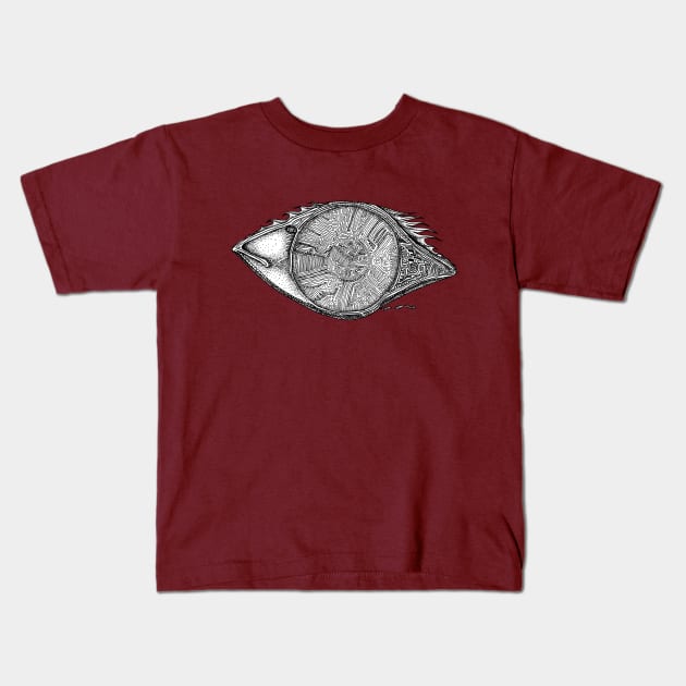 Fish Eye Maze Kids T-Shirt by thealchemistdru